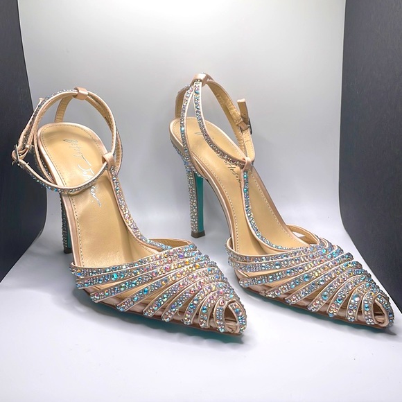 Betsey Johnson Shoes - Betsy Johnson Blue Bottom Sparkly Strappy Pointed Toe Heels